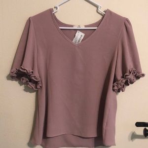 Ruffled Sleeve Top in Mauve